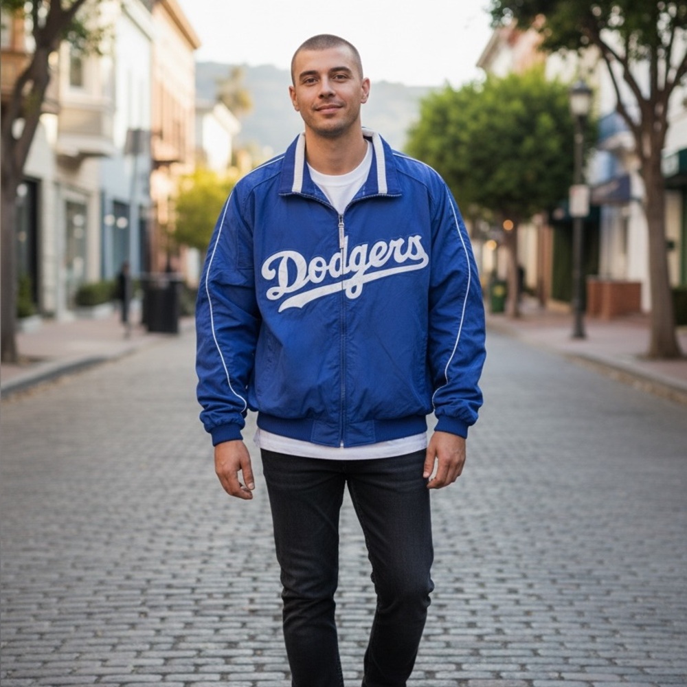 Vintage Dodgers By Majestic Blue Men's Medium Zip-Front Baseball Fan Jacket